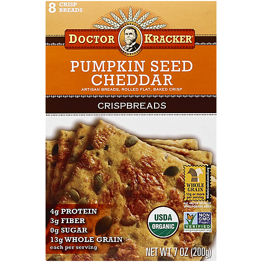 Doctor Kracker Pumpkin Seed Cheddar Organic Crispbreads