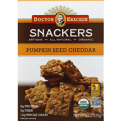 Doctor Kracker Pumpkin Seed Cheddar Snackers - Case Of 6 - 6 Oz