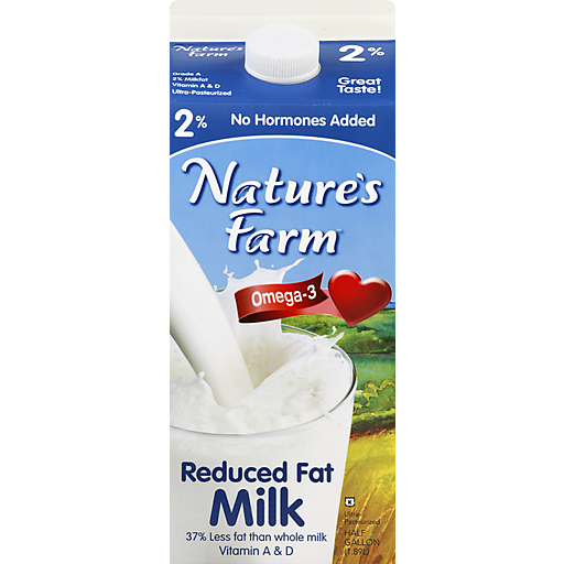 Natures Farm Reduced Fat, 2% Milkfat Milk - 0.5 Gl