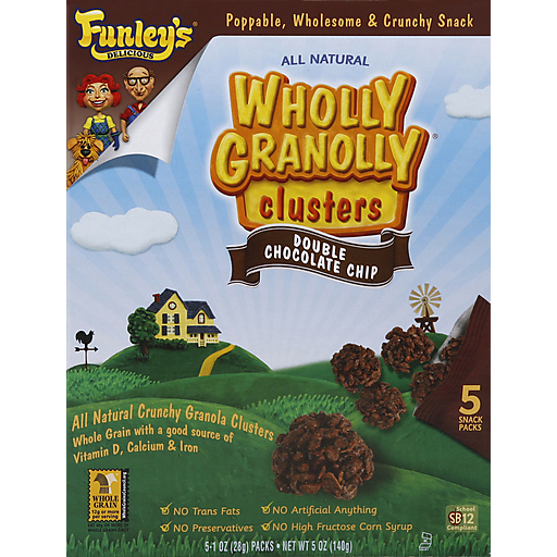 Funley's Wholly Granolly Clusters, Double Chocolate Chip, Snack Packs
