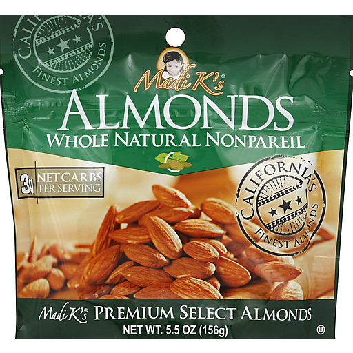 Madi K's Almonds, Natural Nonpareil, Whole 5.5 Oz