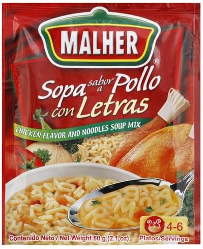 Malher Soup Mix, Chicken Flavor And Noodles 2.1 Oz