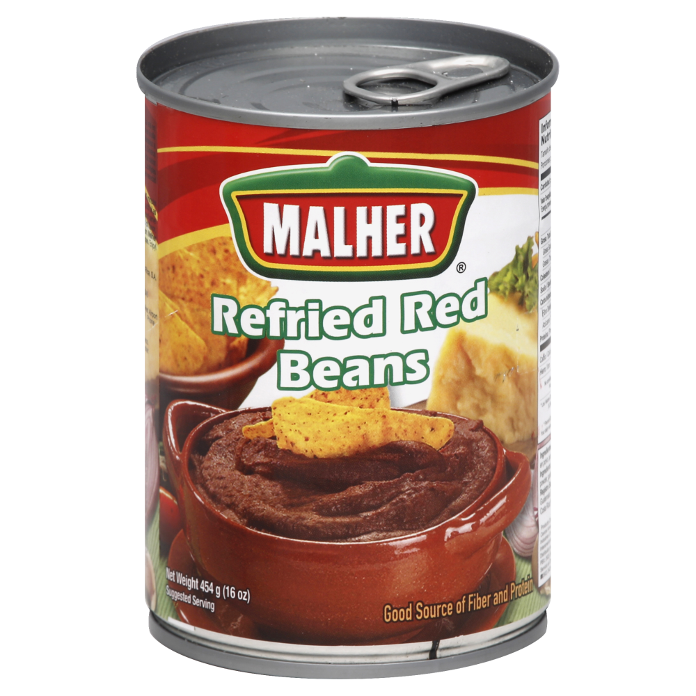 Malher Red Beans, Refried 16 Oz