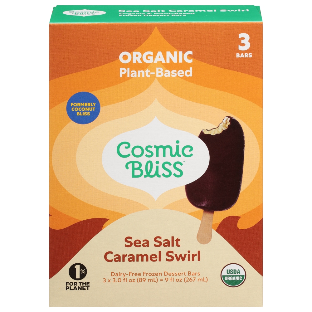 Coconut Bliss Cosmic Frozen Dessert Bars, Dairy Free, Organic, Sea Salt Caramel Swirl