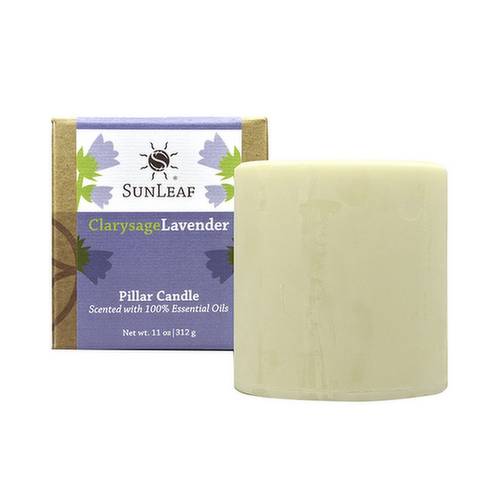 SunLeaf Naturals Clarysage Lavender Natural Pillar Candle