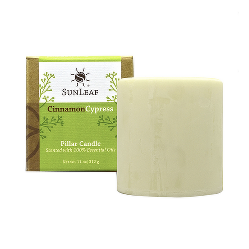 SunLeaf Naturals Cinnamon Cypress Natural Pillar Candle