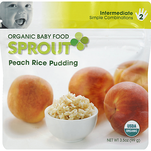 Sprout Baby Food, Organic, Peach Rice Pudding, 2 3.5 Oz