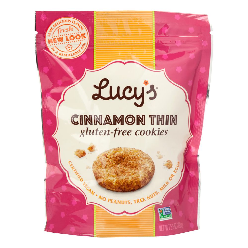Lucy's Gluten Free Cinnamon Thin Cookies 5.5 Oz Pouch 8ct Case