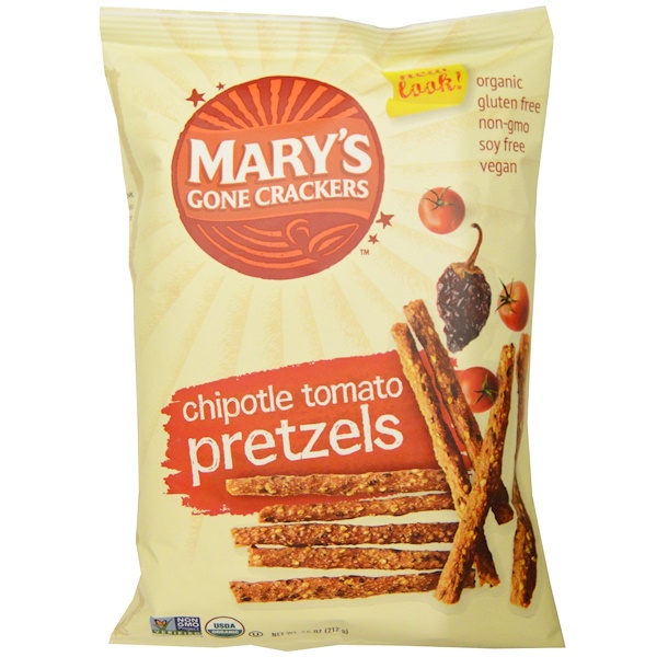 Mary's Gone Crackers Pretzels, Organic, Sticks & Twigs, Chipotle Tomato 7.5 Oz