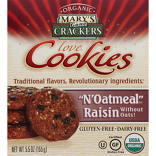 Mary's Gone Crackers N'Oatmeal, Cookies, Raisin