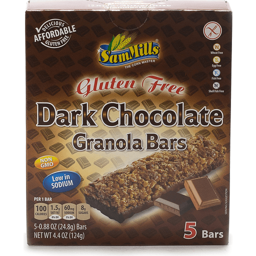 Sam Mills Granola Bars, Gluten Free, Dark Chocolate