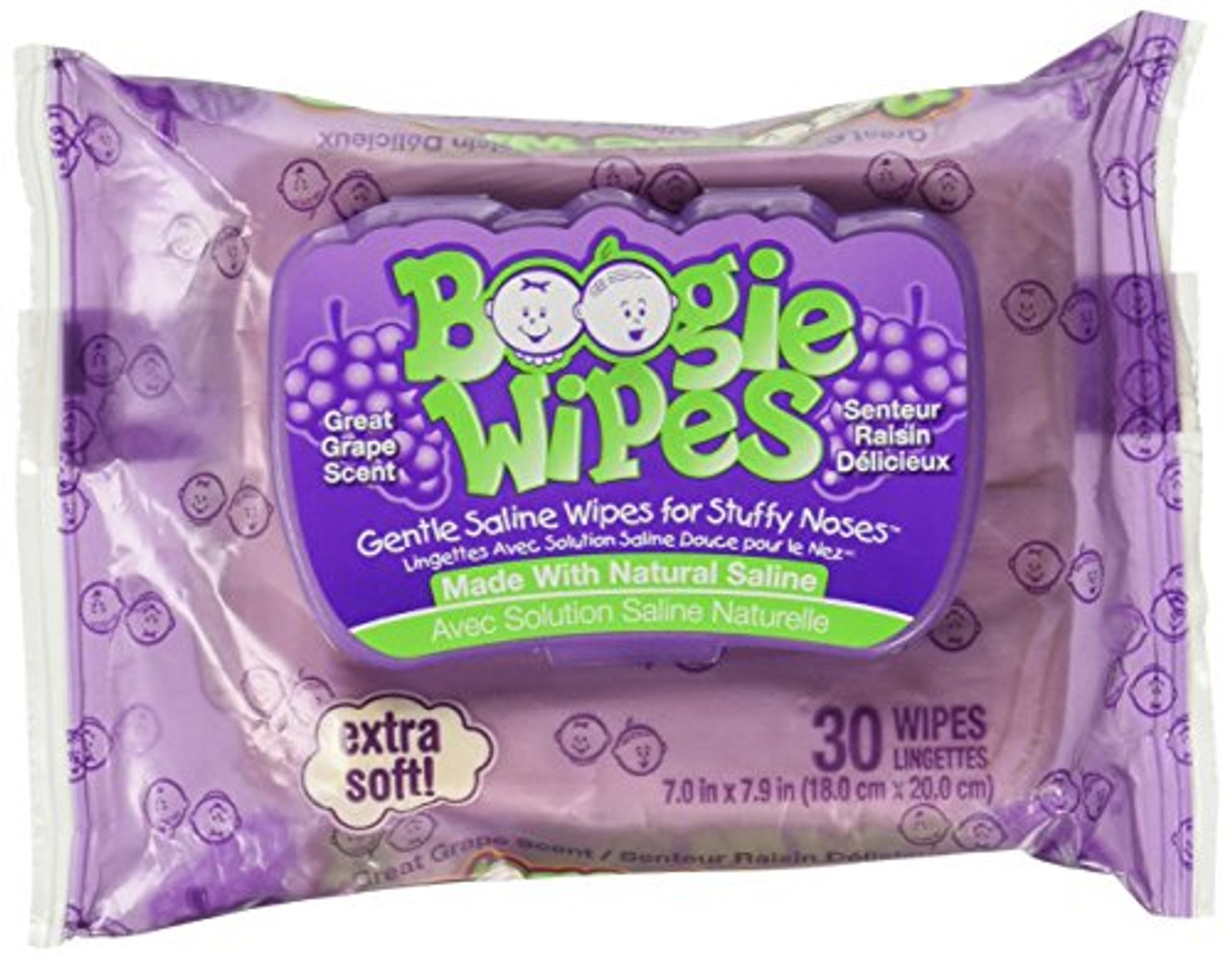 Boogie Wipes Gentle Saline Nose Great Grape Scent 30