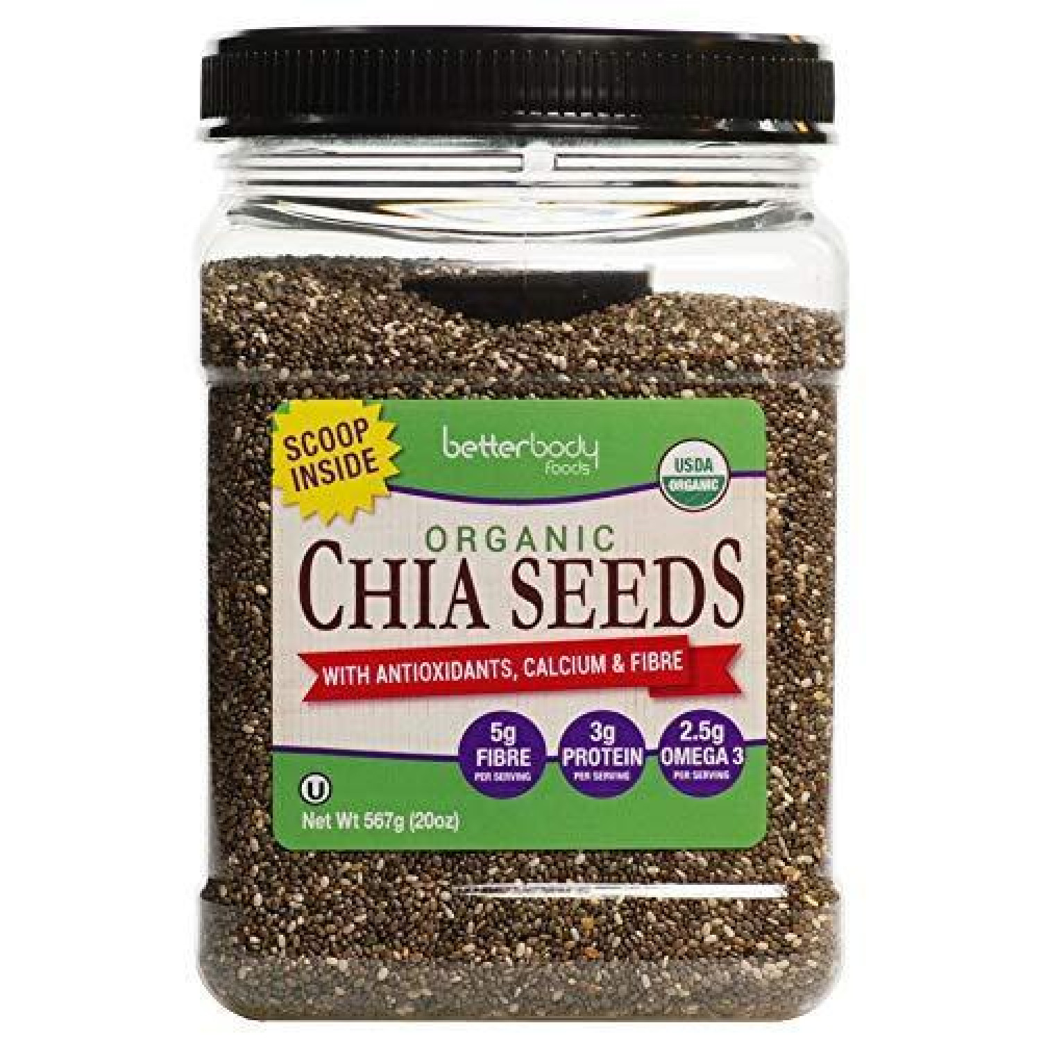 BetterBody Foods Chia Seed Black, 1.25 Lb