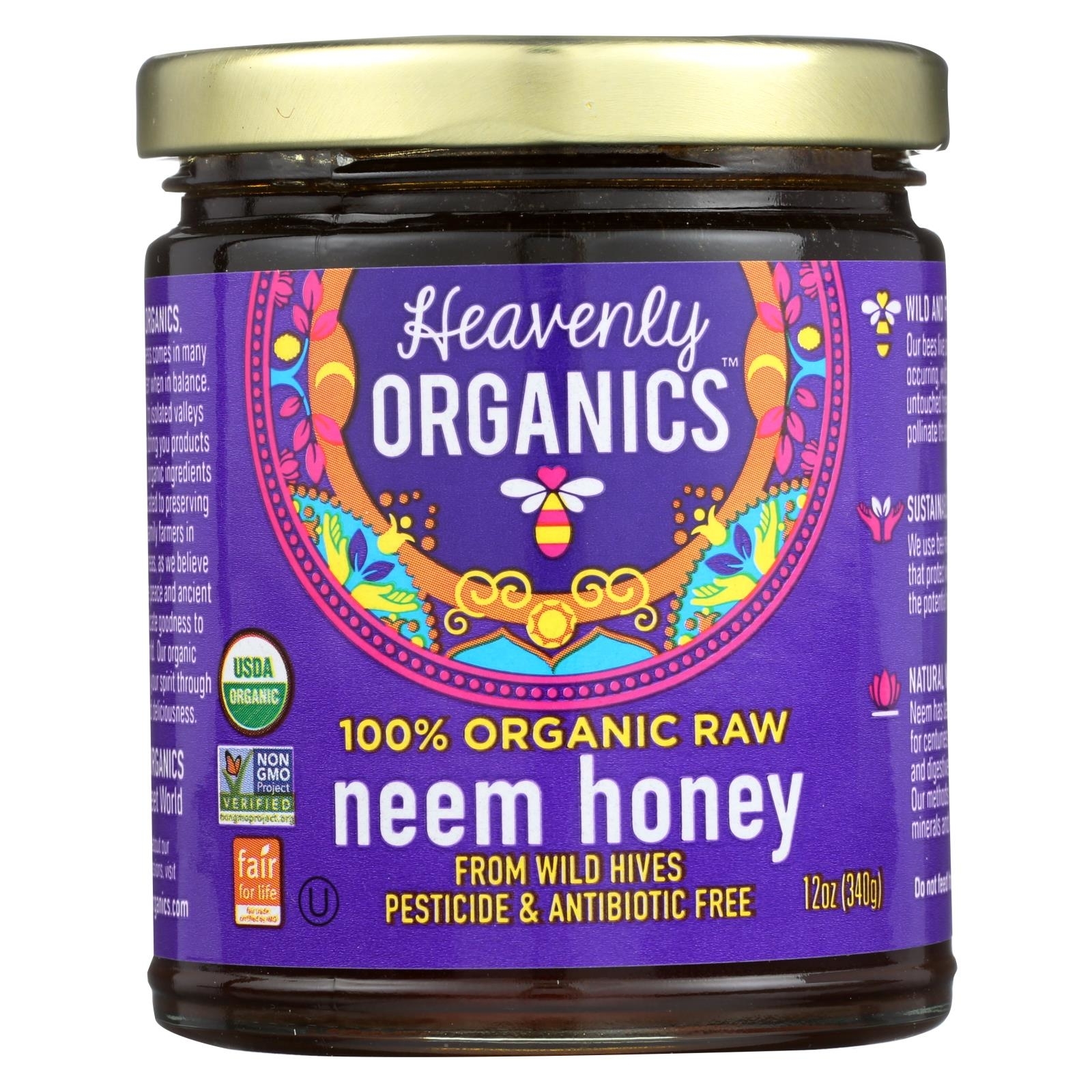 Heavenly Organics Organic Wild Forest Raw Neem Honey, 12 Oz