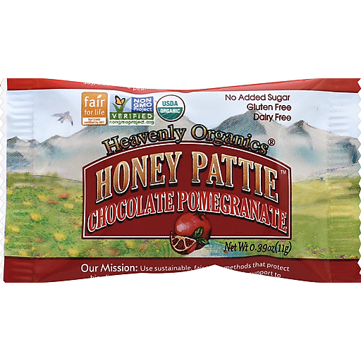 Heavenly Organics Pomegranate Chocolate Honey Pattie — 11 G