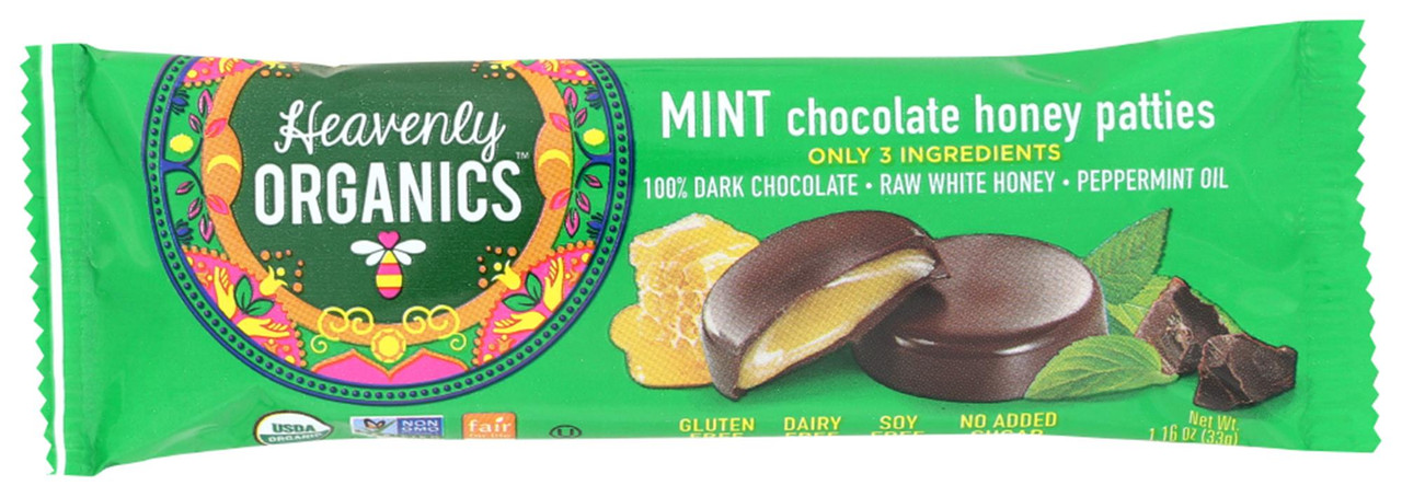 Heavenly Organics Honey Patties, Mint Chocolate 1.16 Oz