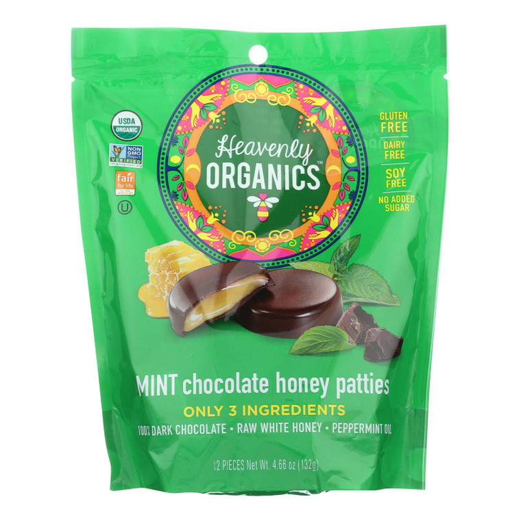 Heavenly Organics Organic Honey Patties - Mint Chocolate - Case Of 6 - 4.66 Oz