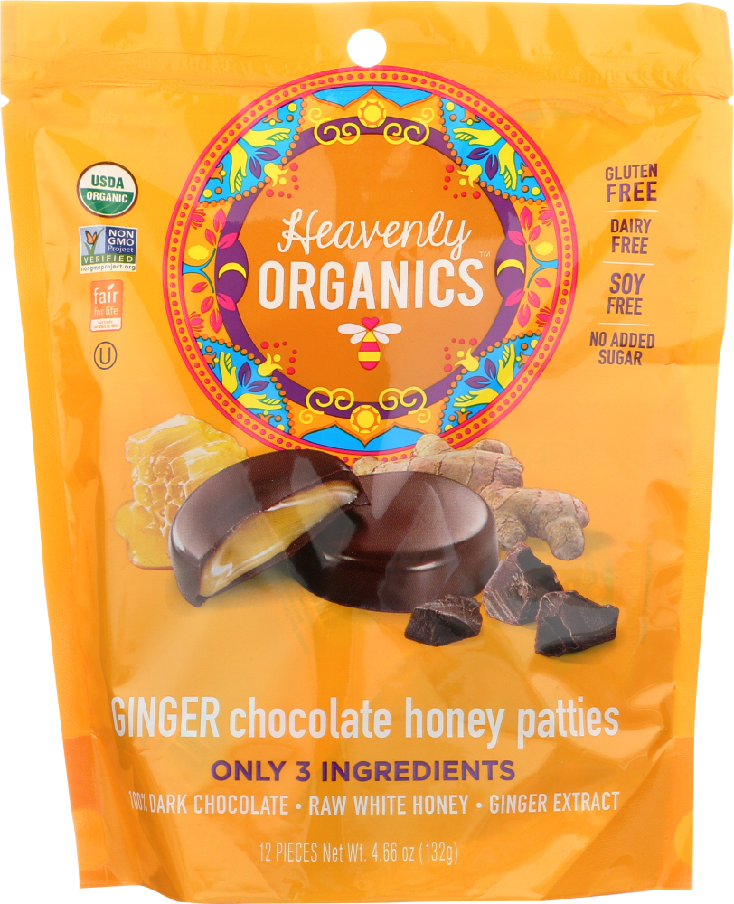 Heavenly Organics Organic Ginger Chocolate Honey Patties, 4.66 Oz