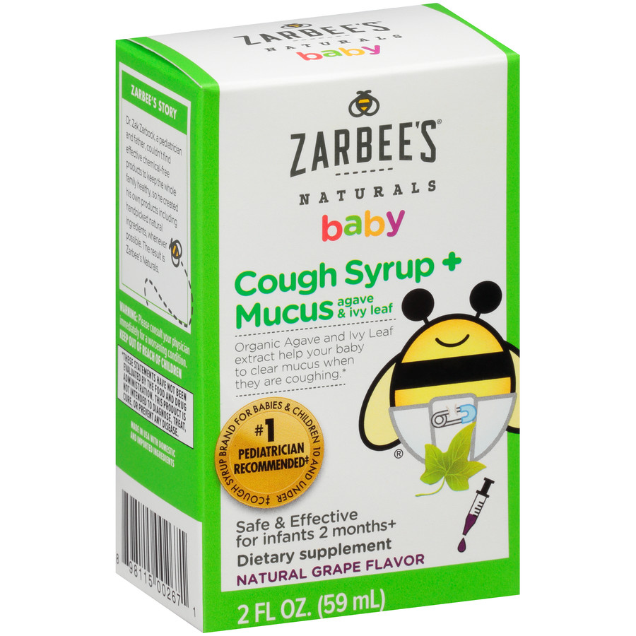 Zarbee's Naturals Cough Syrup + Mucus Natural Grape Flavor 2 Fl Oz Liquid