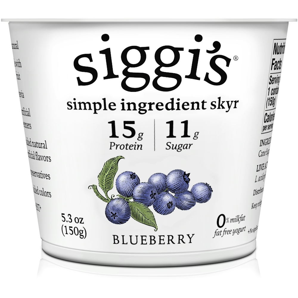 Siggi's Yogurt, Non Fat, Icelandic Style Skyr, Strained, Blueberry