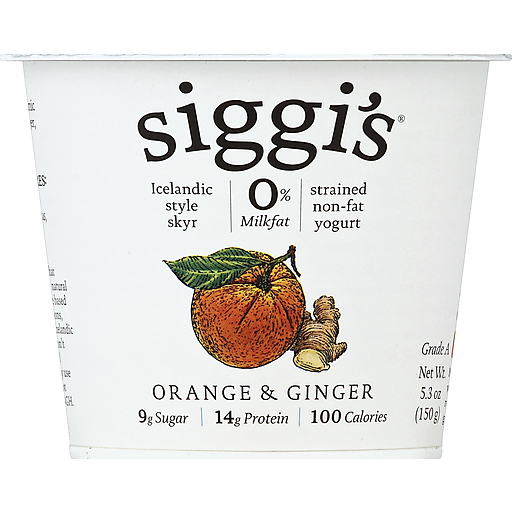 Siggi's Yogurt, Strained Non Fat, Icelandic Style Skyr, Orange & Ginger 5.3 Oz