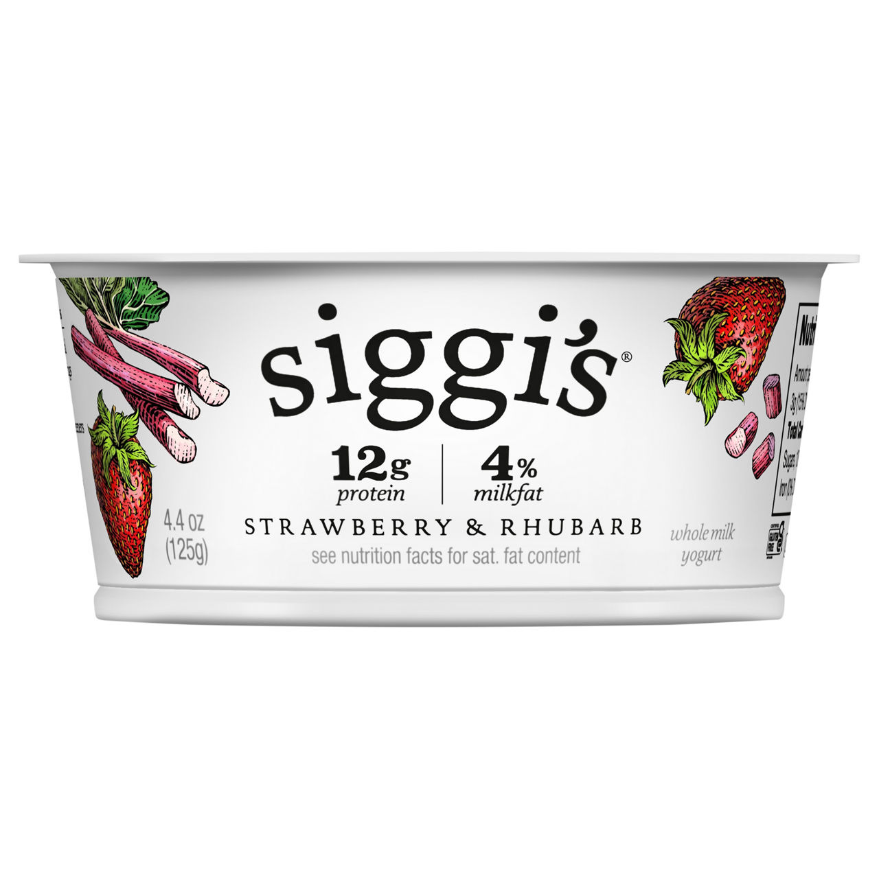 Siggi's 4% Whole Milk Strained Yogurt Strawberry Rhubarb, 4.4 Oz