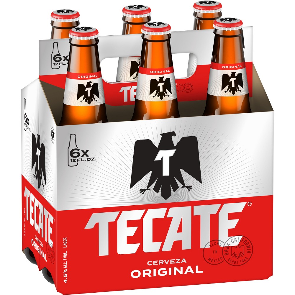 Tecate Original Mexican Lager Beer, 6 Pack, 12 Fl Oz Bottles