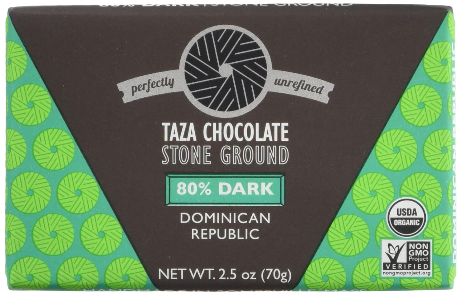 Taza Chocolate Organic, 80% Dark Stone Ground Bar, Dominican Republic, 2.5 Oz (70 G)