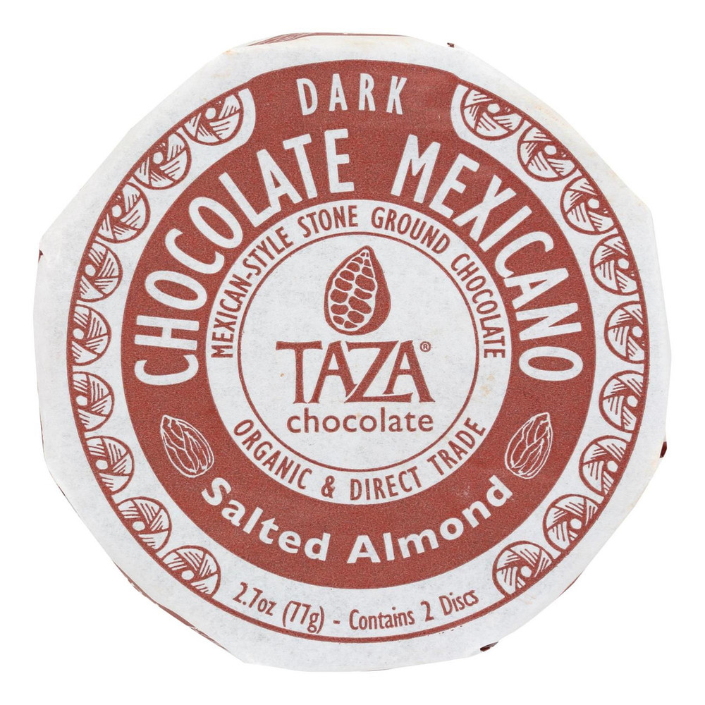 Taza Chocolate Organic Mexicano Disc 40 Dark Chocolate, Salted Almond, 2.7 Ounce, Vegan