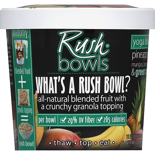 Rush Bowls Yoga Bowl, Pineapples, Mangos, Bananas & Green Tea