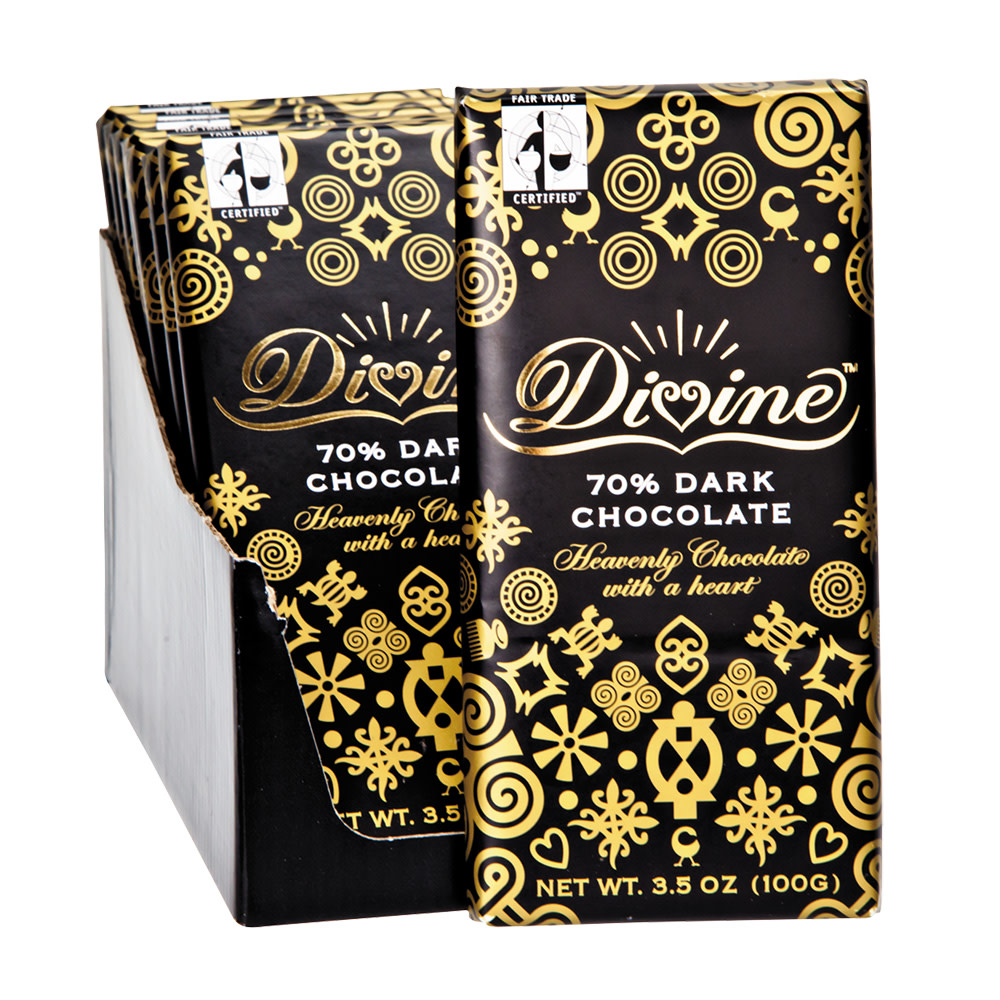 Divine CHOCOLATE: Chocolate Bar Dark 70%, 3.5 Oz