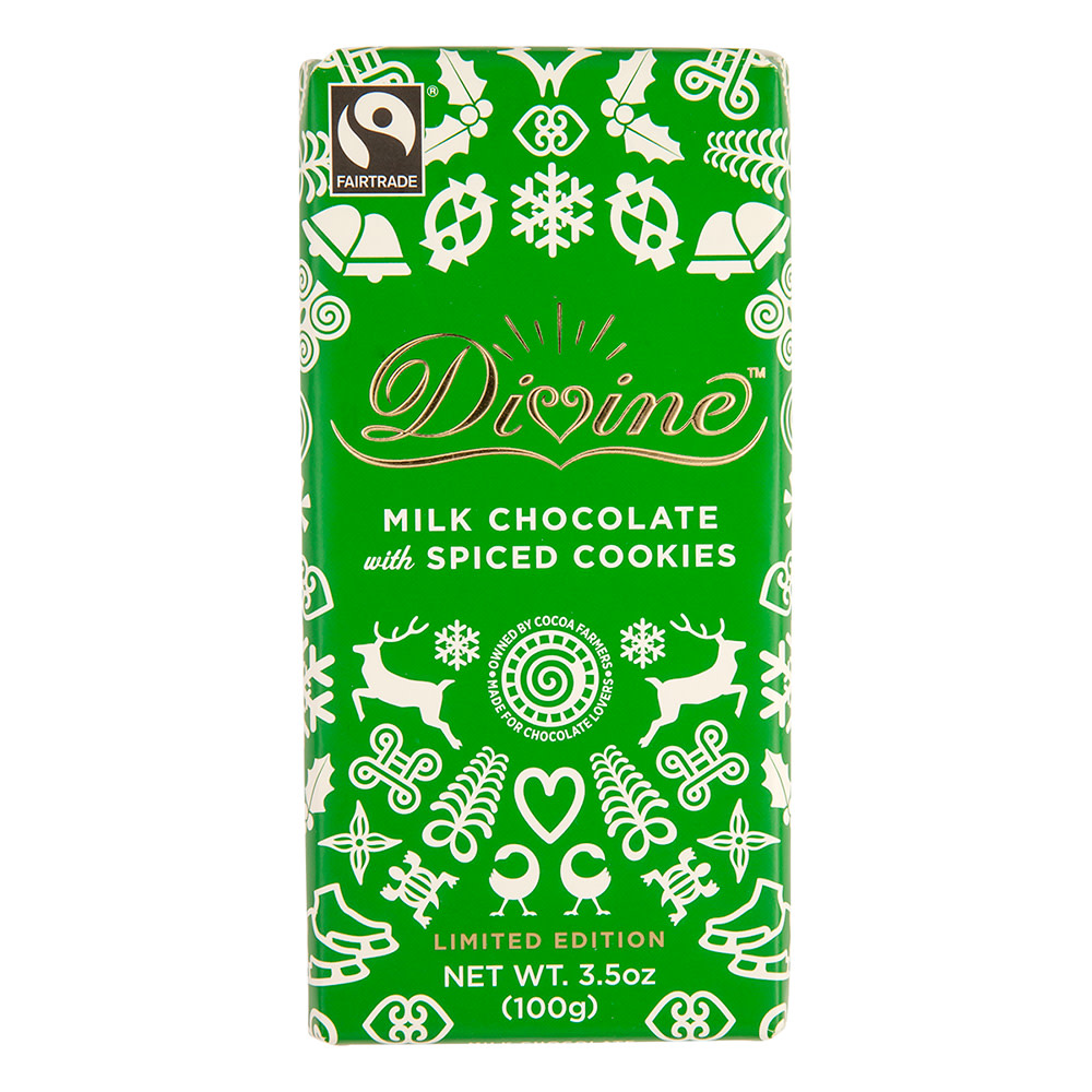Divine With Spiced Cookies Milk Chocolate - 3.5 Oz