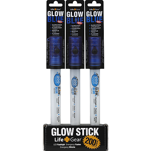 Life Gear Blue Glow Stick & Flashlight With Whistle & Lanyard