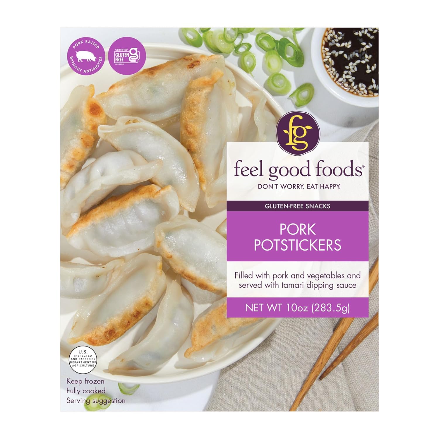 Feel Good Foods Gluten Free Pork Dumplings, 10 Oz