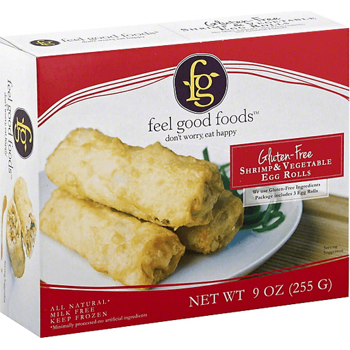 Feel Good Foods Shrimp & Vegetable Gluten Free Egg Rolls, 9 Oz