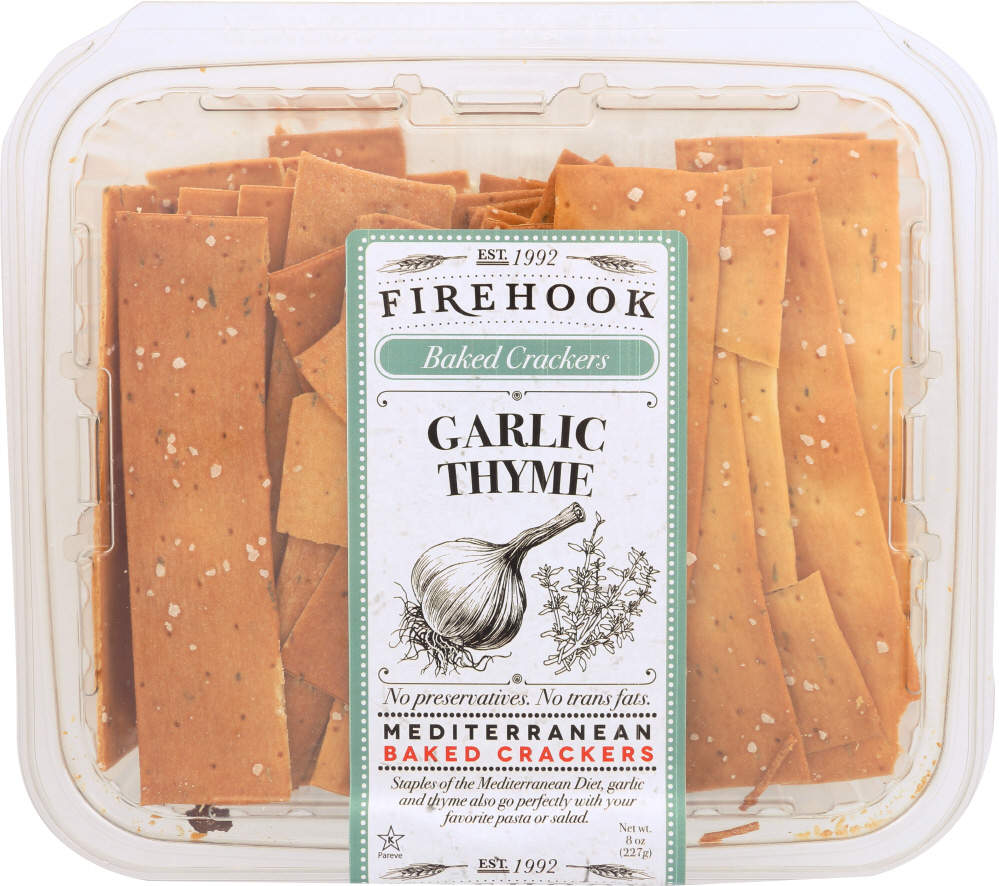 Firehook Organic Garlic Thyme Artisan Baked Crackers 8 Oz