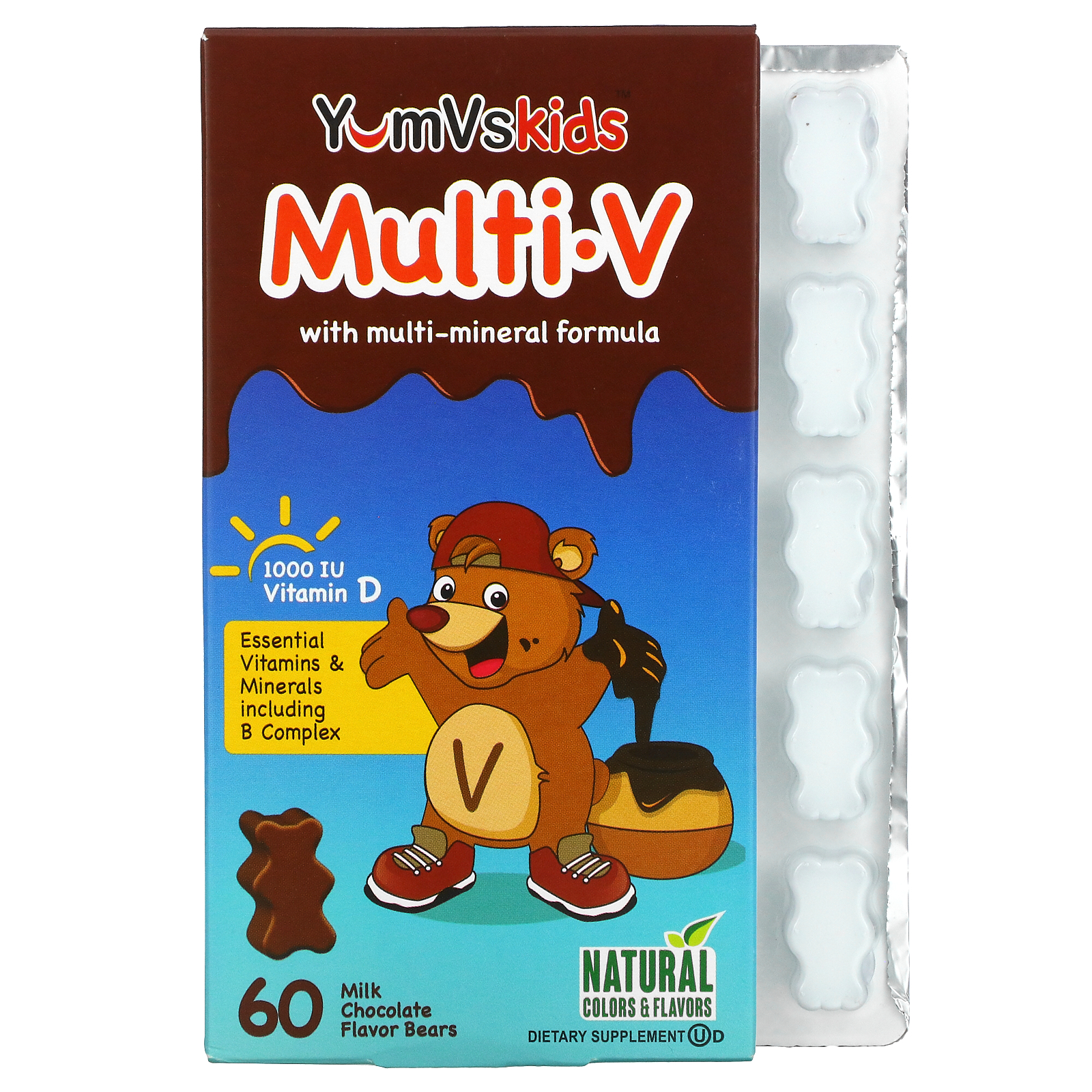 Yum V's Multi-V Plus Multi-Mineral Formula Milk Chocolate - 60 Bears