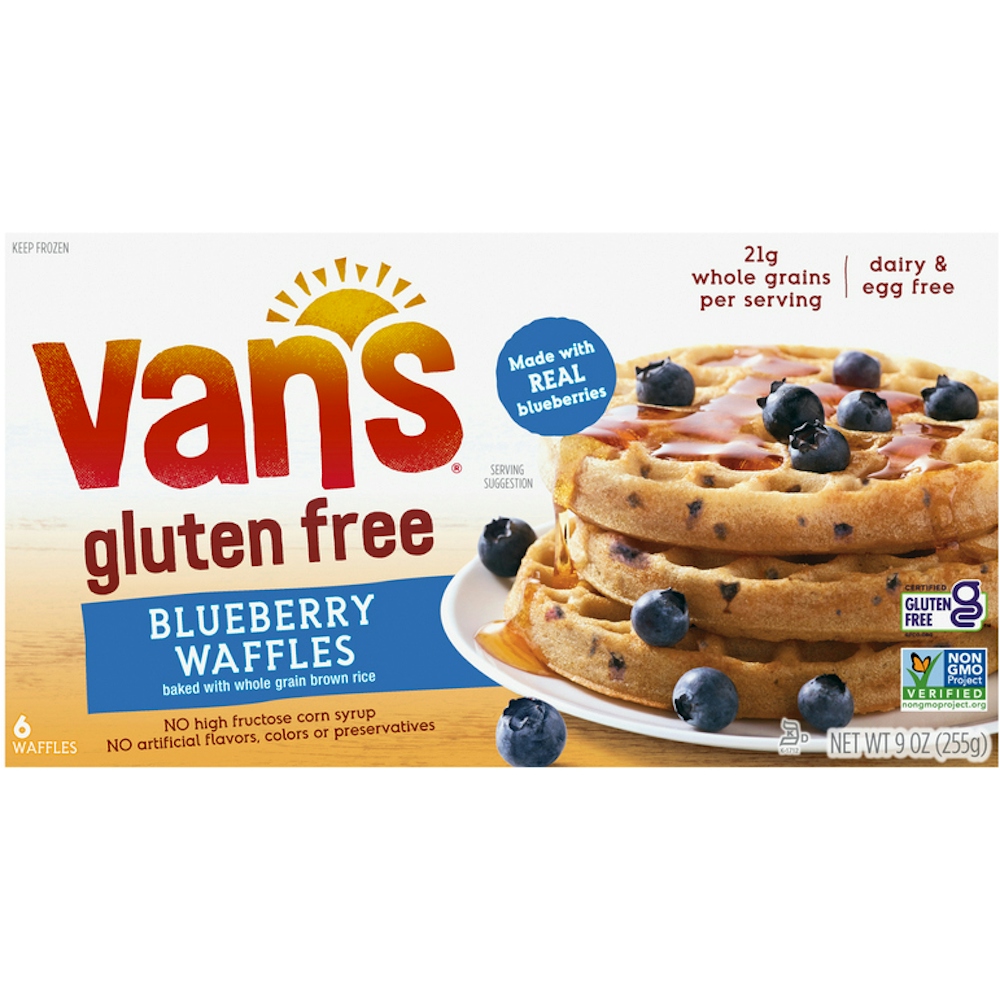 Van's Simply Delicious Gluten Free Waffles, Blueberry, 6 Count (Frozen)