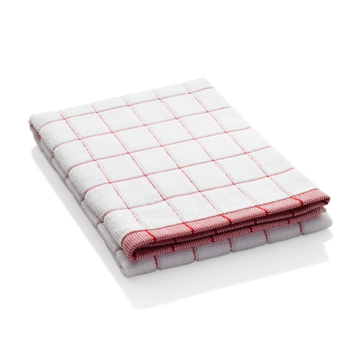 E-Cloth 10637R White With Red Check Kitchen Towel, Cotton/Terry