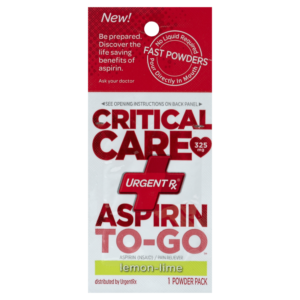 UrgentRx Lemon Lime Aspirin To Go Powder Pack