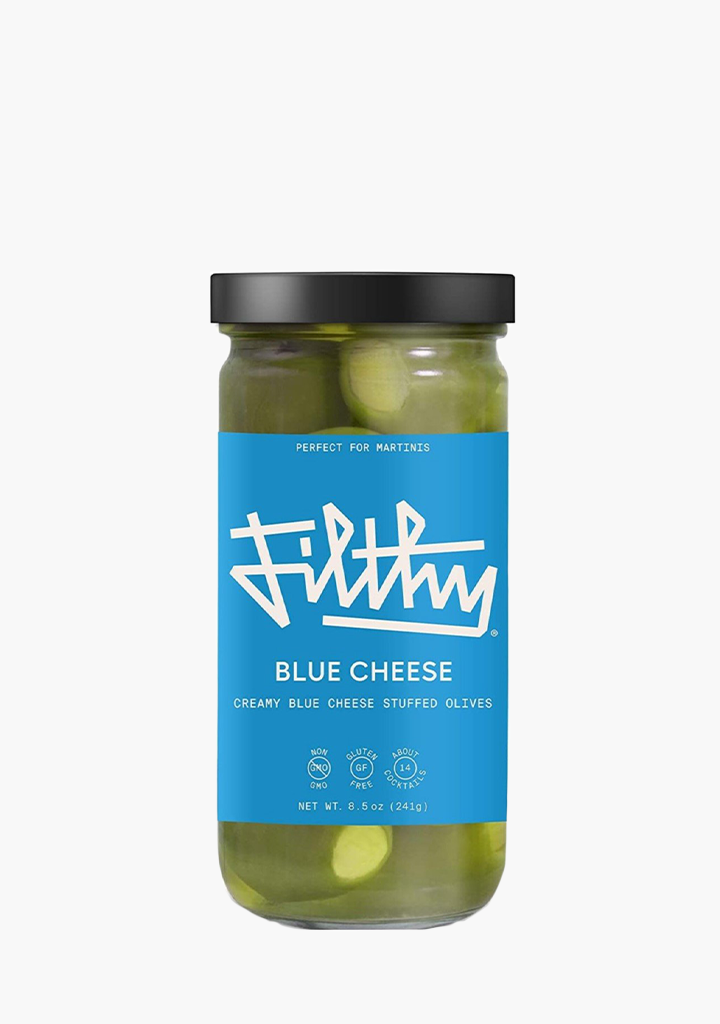 Filthy Cocktail Garnish, Blue Cheese Stuffed Olives, 8.5 Oz Jar