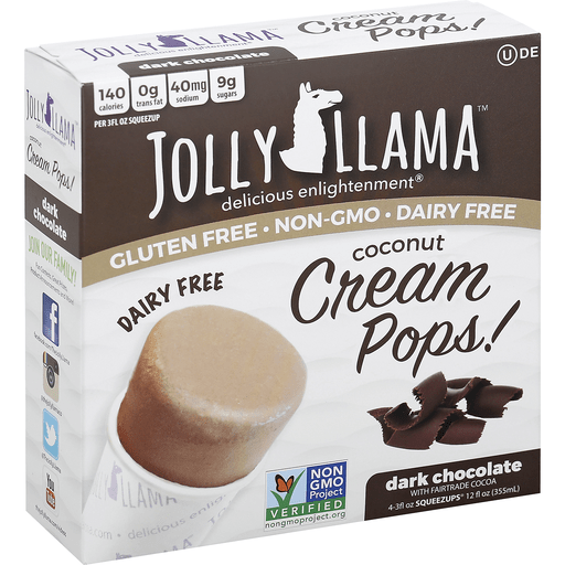 Jolly Llama Pops, Coconut Cream, Dark Chocolate