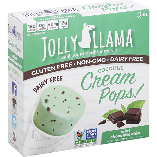Jolly Llama Pops, Coconut Cream, Mint Chocolate Chip
