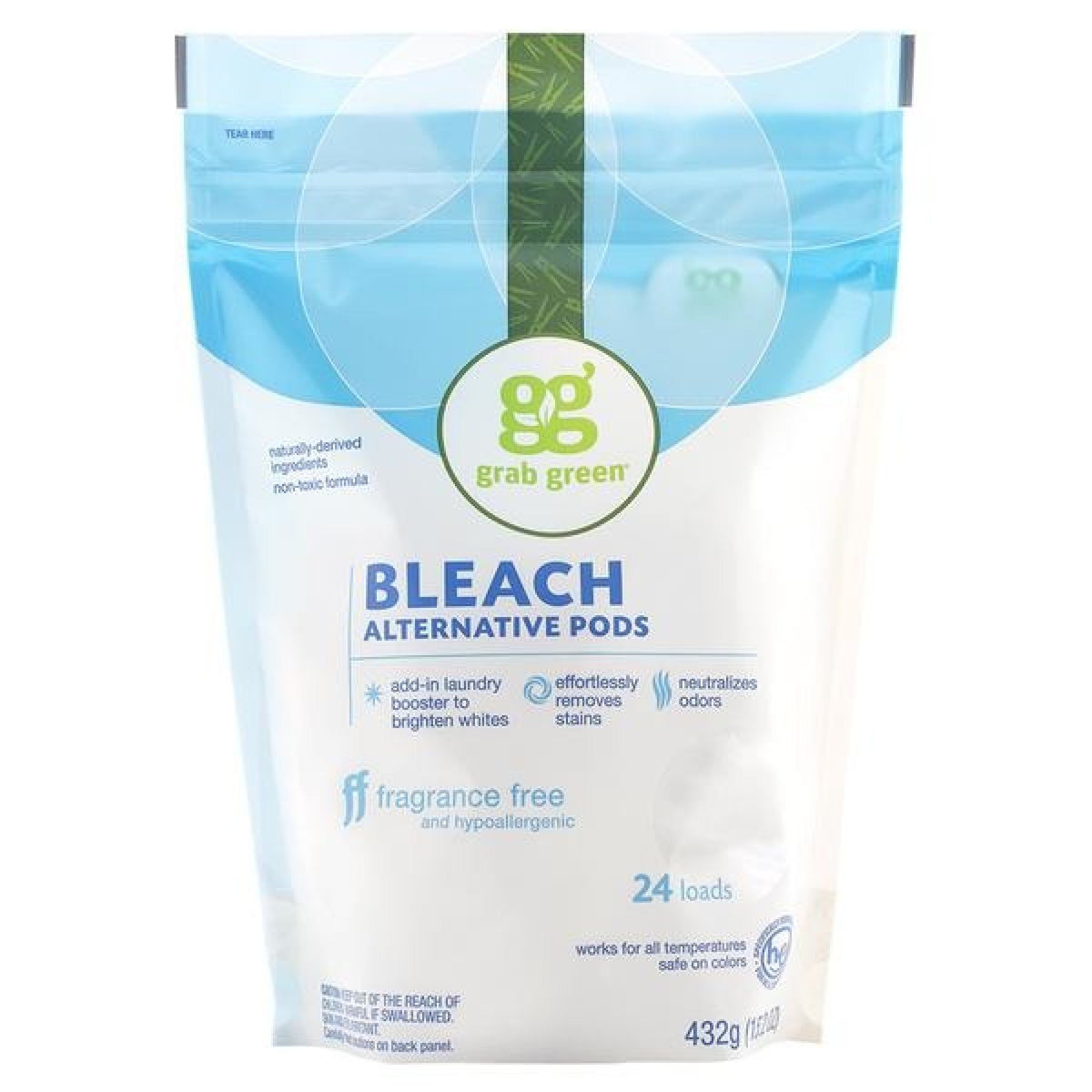 Grab Green Bleach Alternative Pods, Fragrance Free 15.2 Oz