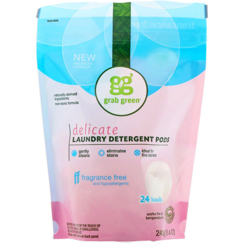 Grab Green Delicate Laundry Detergent Pods, Fragrance Free, 24 Loads