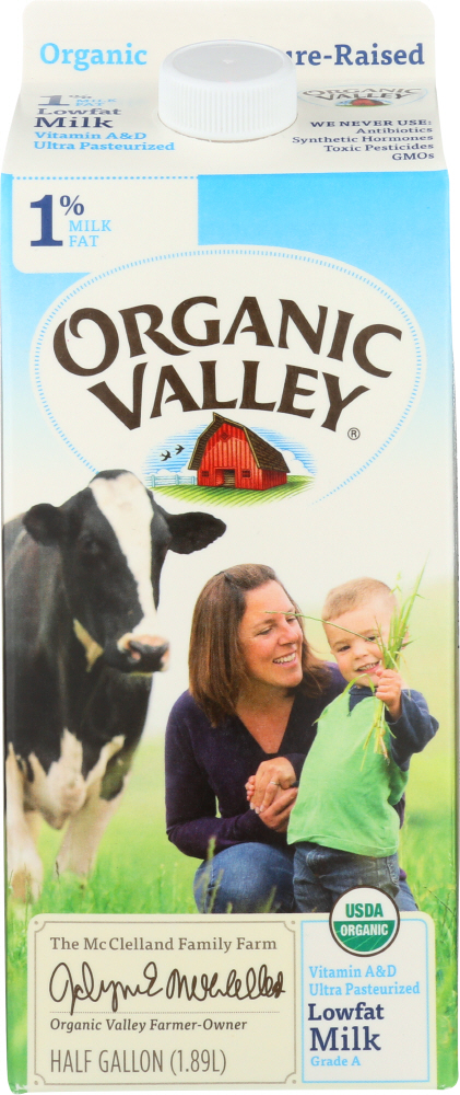 Organic Valley Milk, Low Fat, 1% Milk Fat 0.5 Gal