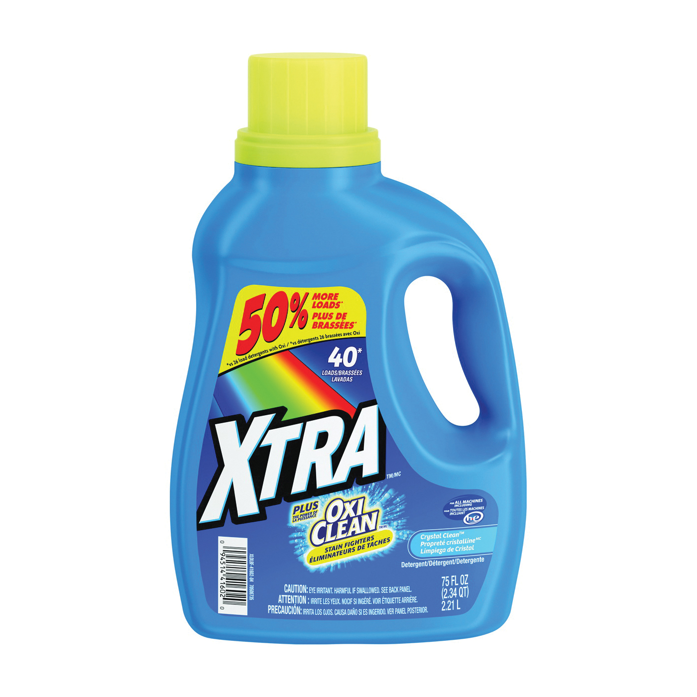 Xtra Plus OxiClean Liquid Laundry Detergent, Crystal Clean, 75oz