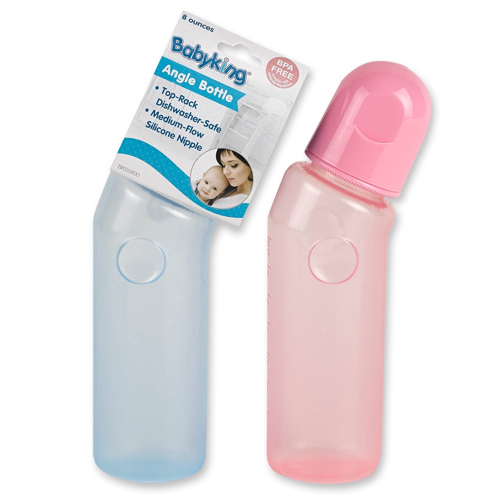 Baby King Angle Bottle 8oz Asst Clrs-whole