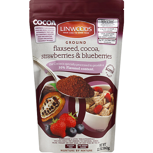 Linwoods Cocoa, Flaxseed, Strawberries & Blueberries, Ground