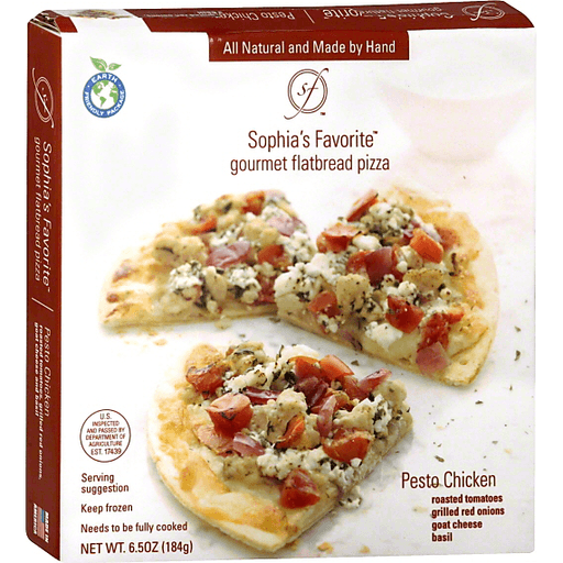 Sophias Favorite Pizza, Gourmet Flatbread, Pesto Chicken